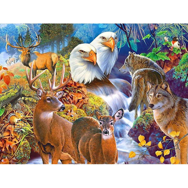 30 x 40 cm, eläinmaailma Timanttimaalaus Broderie Diamant P