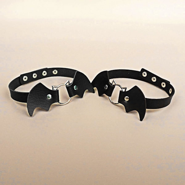 (Fladderhalsband) Goth Svart Choker Halsband Söt Läderchokers Sexig Hjärta Chocker Punk Spikad Choker Lolita Maid Cat