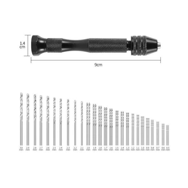 Mini Precision Hand Drill Mini Hand Drill Model Making Aluminum Keyless Chuck 49 Twist Drill Bit 0.5