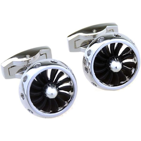 Propellermotor-Fan Flyvemaskine Propeller Par Manschetknapper i en Præsentation Gaveæske &amp; Polerklud