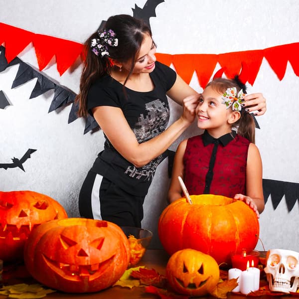 12 st Halloween-hårnålar med rosett, klämmor, grosg