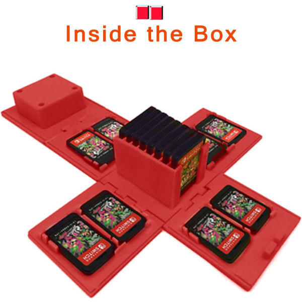 Nintendo Switch-hukommelseskortholder, videospilkortholder med 16 spillekortpladser (rød svamp)