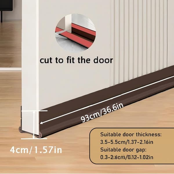 93 cm dörrdragstopp, för 3,5-5,5 cm tjocka dörrar, silikondörrtätning (brun)