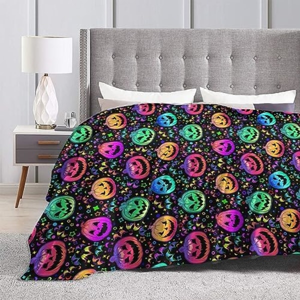 Halloween-gresskar Teppe Neon Kastteppe Bursdagsgaver Mykt Sofateppe Neon Gresskar Kastteppe for Reise Camping