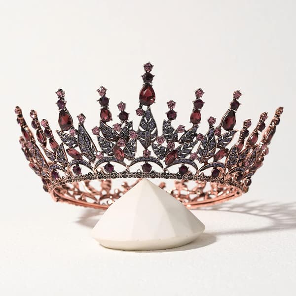 Barok Dronning Krone til Kvinder, Rhinestone Bryllupskrone, Sort Ti