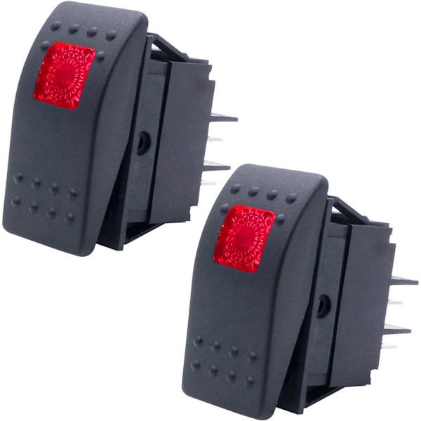 2kpl Vene Marine Valaistu Keinukytkin 12V 20A 5-nastainen On/Off Punaisella LED-valolla Auton Maastoajoneuvon Painikekytkin