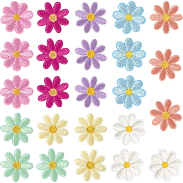 24 stk. blomster stryge-på-mærker, sy-på broderi applikationsmærker