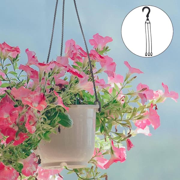 (Sort) Sæt med 5 360° roterende plastikhængerkæder til blomsterpotter