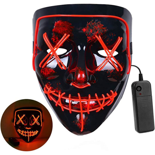 Halloween Karneval Rensemaske LED Lysende Horror Maske Voksen