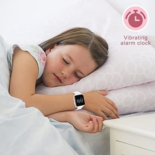 Barnklocka Digital Klocka för 5-12 År Gamla Pojkar Flickor, Barn Fitness Tracker Klocka med Alarm, Stoppur, Stegräknare