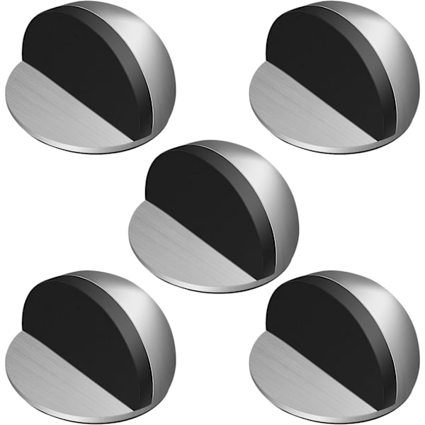 5 x Oven pysäyttimet, ruostumattomasta teräksestä valmistetut liimattavat oven pysäyttimet, oven pysäyttimet kumipuskureilla, liimattavat oven pysäyttimet kaikille koville lattioille, varmista suoja