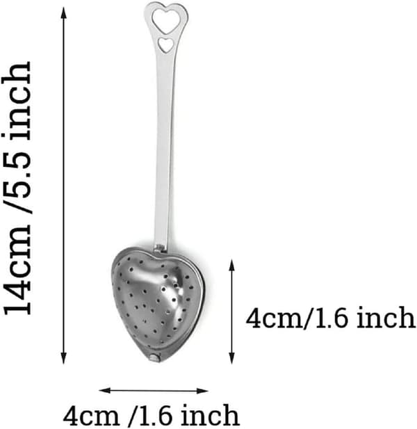 12 stk. Te-si i rustfrit stål, mesh hjerteformet te-si ske sukker mel sigter filtre te interval diffuser til løse blade, krydderier, krydderi