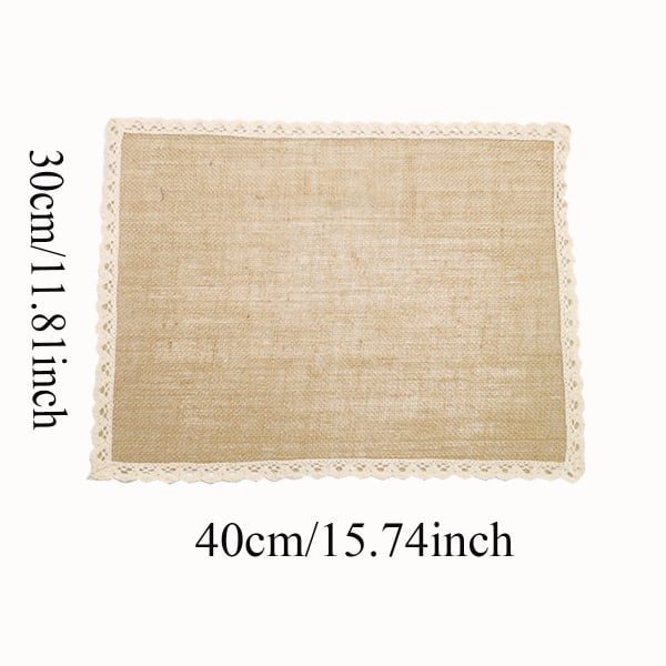 Pakke med 6 - Lin lin servietter med heklet blonder Designer middagsduk serviett 30x40 CM (11