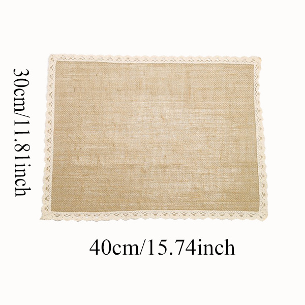 Pakke med 6 - Linned Hør Servietter med Hæklet Blonder Designer Middagsserviet 30x40 CM (11