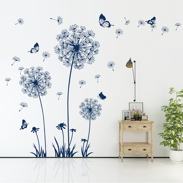 Bleu Stickers Muraux Pissenlit Autocollants Muraux Fleurs Blanc