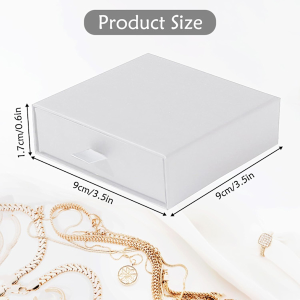 Vit 1 st smyckeskrin presentförpackning papper smyckesdisplay presentask 9*9*1.7cm/3.5*3.5*0.6in liten presentask f