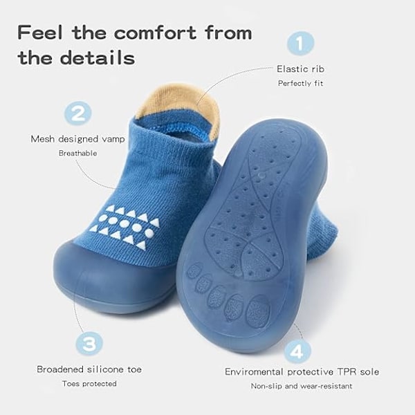 (Storlek M) Babysockor Skor Baby Walking Skor Baby Halkfria Andningsbara Tofflor Mjuk Gummisula Pojkar