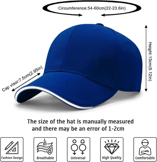 Baseballkeps, Unisex Justerbar Panel Solhatt, Golfkepsar Sport C