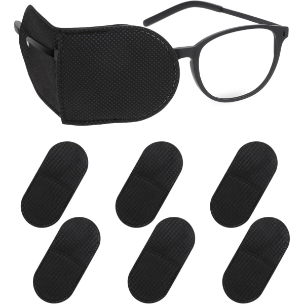 6-pack svarta ögonskydd Återanvändbart ovävt tyg för lata glasögon Amblyopi skelning