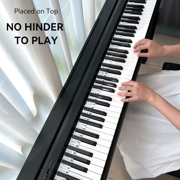 (klassinen musta)88 - irrotettavat pianon kosketinsoittimen nuottitarrat oppimista varten, valmistettu silikonista, ei tarroja