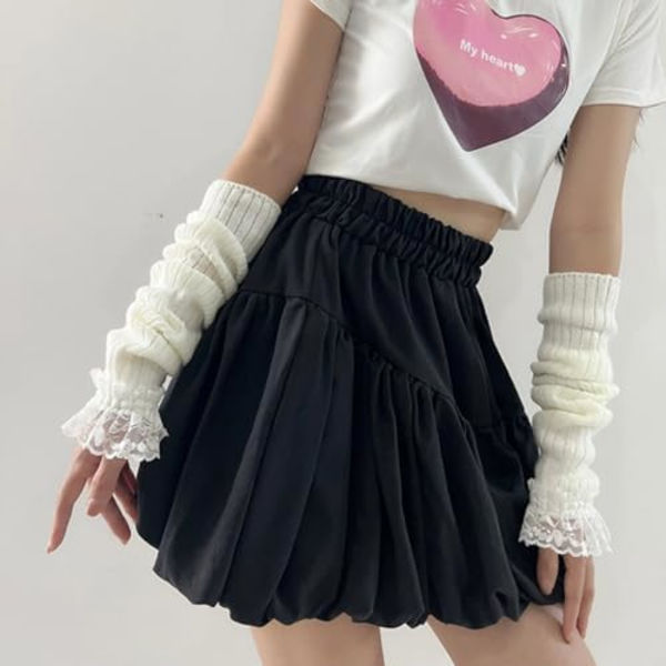 Søte blondearmbånd Kawaii Halvfinger Søte Tilbehør for Tenåringsjenter Hanske Gyaru Armhylse Harajuku