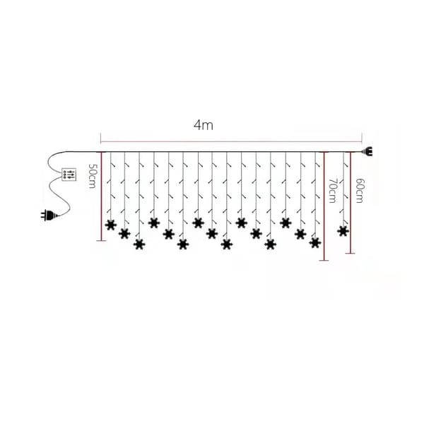 (blå) LED Snowflake Ice Strip Light Juledekorasjon Lys Sn