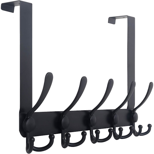 Over Door Hooks Over Door Hanger Hook Rack med 5 Triple Hooks for Hanging Coats, Over Door To Black