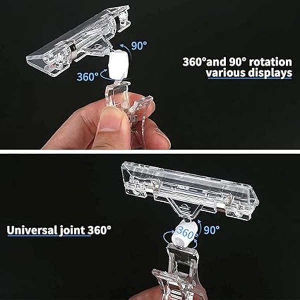 10 stk. roterende plastikclips, prismærkeholder, klar roterende prismærkeklips, butiksdisplay, prismærke displaystand, bordklemmeholder