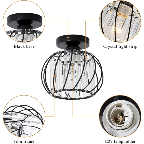Modern kristalltaklampa E27 LED-taklampa Minikristall C