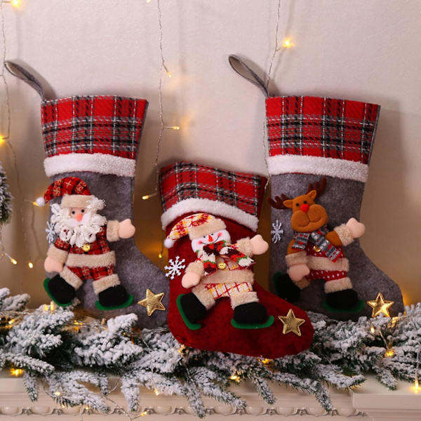 Julstrumpor i Set, Julsäckar, Julstrumpor för Dockor, Presentpåse, Julgranshänge, Juldekoration