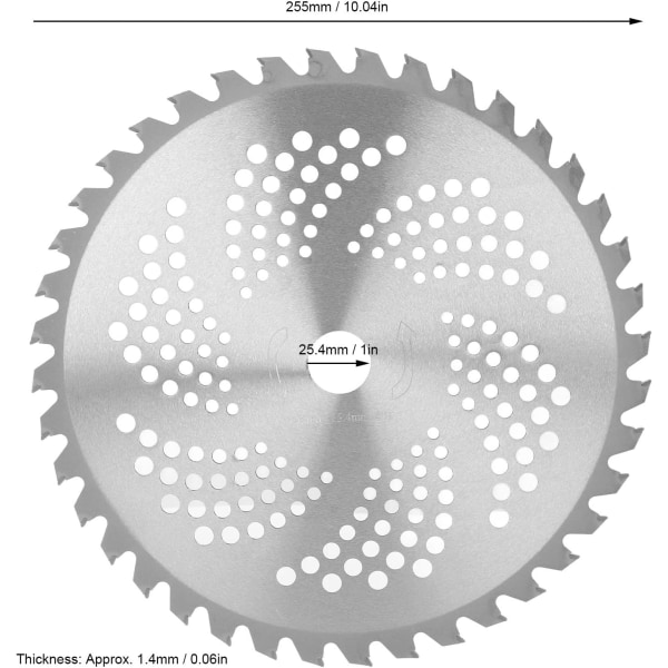 60-tannet legeringssagblad med hull (255 mm)