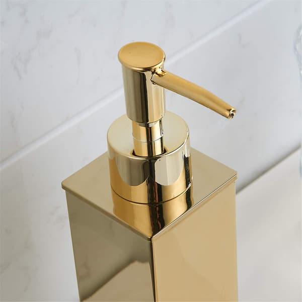 Fritstående sæbedispenser, firkantet lotion- og sæbedispenser, guld shampoodispenser til bruser, badeværelse og køkken.