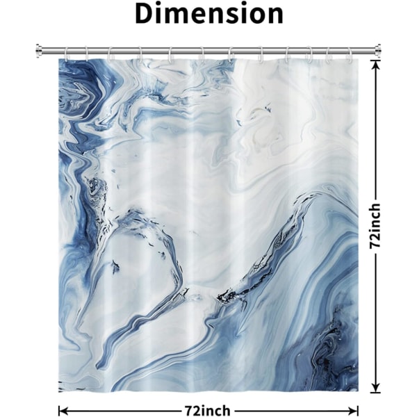 Blå Marmor Duschdraperi Vattentät Duschdraperi för Badrum