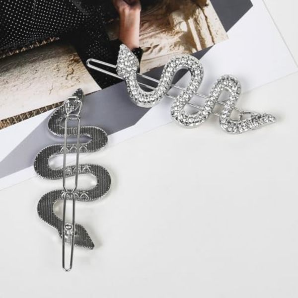 4 st Slangar Hårnålar med Glittrande Strass Hårklämmor, Legering Slang Hårklämmor Set, Kristall Hårtillbehör Huvudbonad