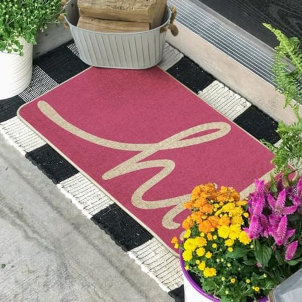 Vaaleanpunainen Hi Spring -ovimatto, Kesäinen Koti Sisustus Matala Profiili Vaihda Matto Ovi Matto Lattiamatto Sisä- ja Ulkokäyttöön 45*70cm