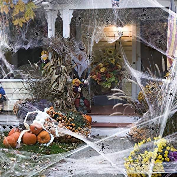 40g 20 Hämähäkinseitti - Tekohämähäkinseitti Halloween-koristeluun - Kauhu lapsille juhliin, ulkotiloihin, puihin, puuvillaan