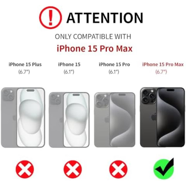 Plånboksfodral för iPhone 15 Pro Max 6,7 tum, Lyxigt Lamm-Mönstrat Quiltat Läder Crossbody Telefonfodral med Dragkedja för Kort