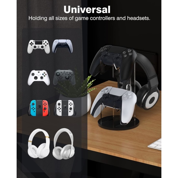 Universal Gamepad og Headset Holder, 2 i 1 Gamepad Holder, Stor