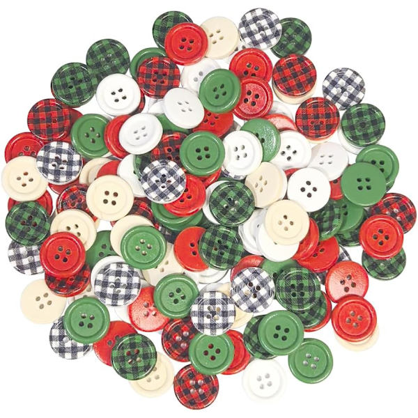 100 stk Blandede Størrelser Stiler Farger Treknapper Håndverk Syknapp (Assortert, Assortert) (Julefarge)