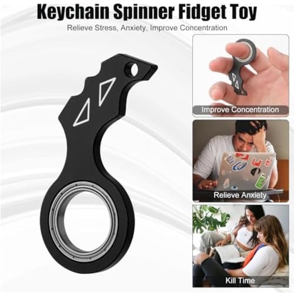 Spinner Fidget Leketoy med nøkkelring, morsom finger-spinnende nøkkelring, bærbar nøkkelholder leker for tenåringer, voksne, menn, kvinner