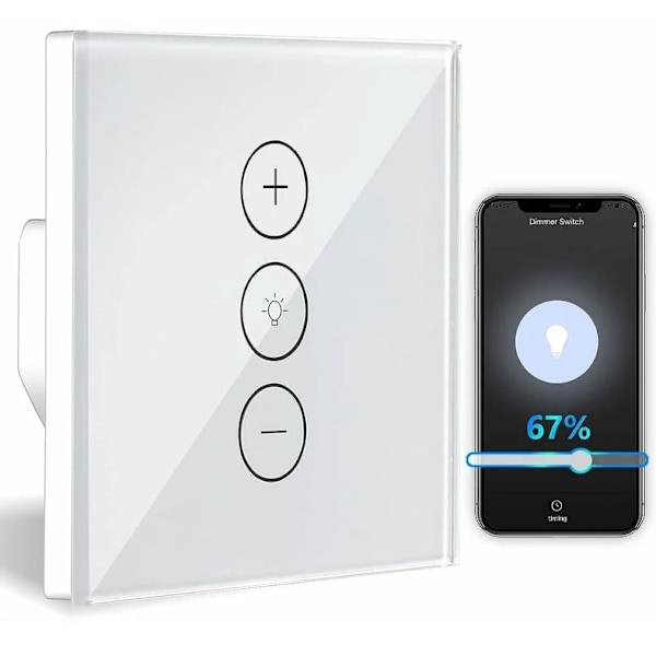 Dimmer, procentfunktion WiFi lysdæmper med timerfunktion, WLAN stemmestyret indbygget lys