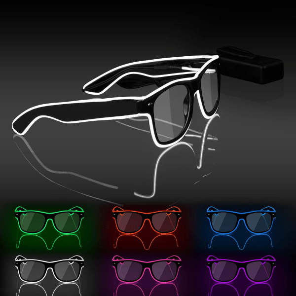 (Hvit)Lysende briller, futuristiske LED-festbriller, EL Wire Neon Light G