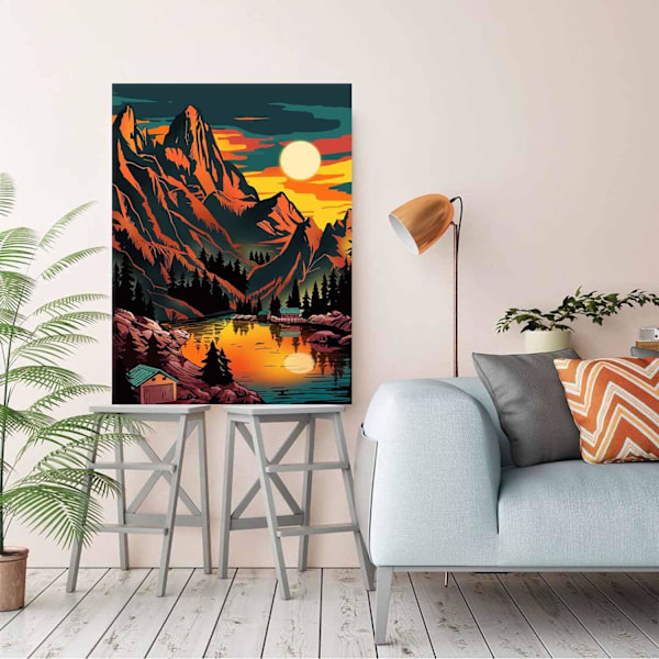 1 kpl Maisema Timanttimaalauspakkauksia Aikuisten, 5D Värikäs Auringonlasku Maisema Timanttitaide, DIY Pyöreä Täysporaus Timantit