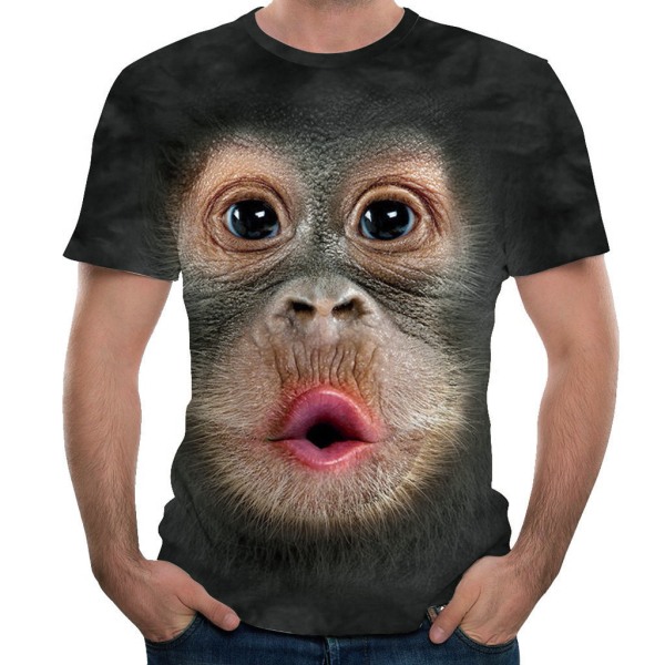 (XL) Miesten ruma huumoripaita 3D Orangutan Print Mielenkiintoinen Short S