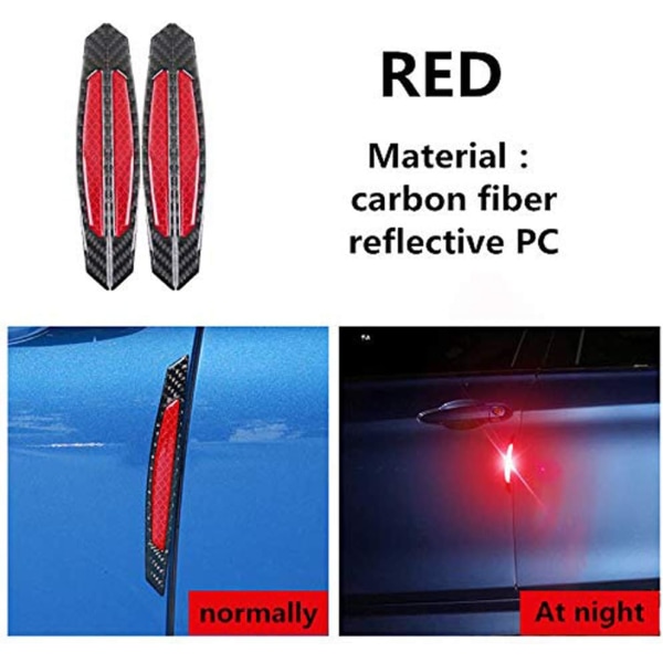 (Rød) 4 stk Bildør åben klistermærke Reflekterende tape Vandtæt kulstof