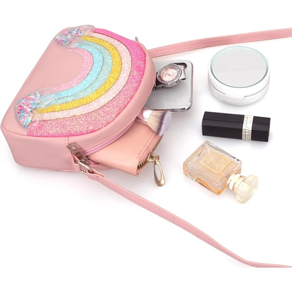 1 stk. Sød Crossbody Taske til Små Piger Toddler Pink Rainbow Crossbody Taske Lille Skuldertaske Børne Pengepung Crossbod