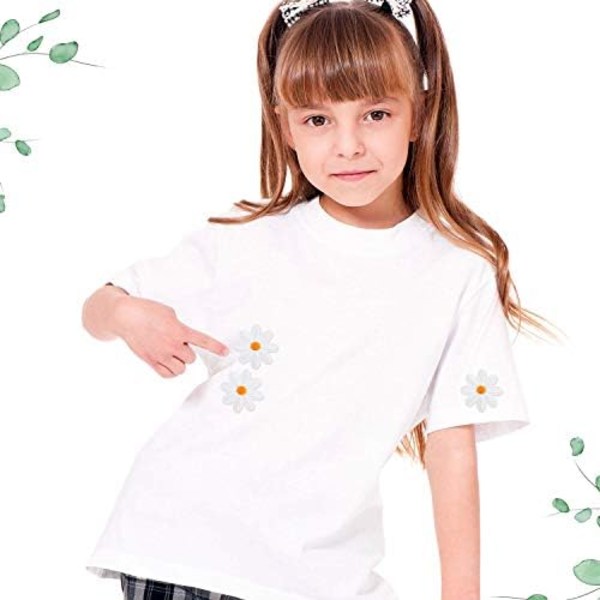4x4cm Daisy Blomsterlapp Kläder Stryk På Lappar Applikationer Delikat Broderade för DIY Dekoration T-shirt Ryggsäck Huva