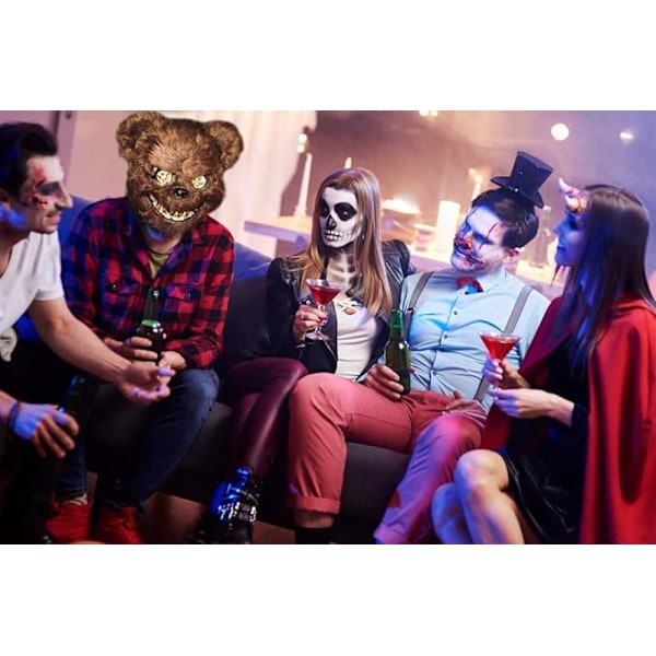 Halloween-pelottava naamio, karhunaamio, verinen pehmoinen päänaamio, cosplay-asu rekvisiitta Halloween-juhliin Brown