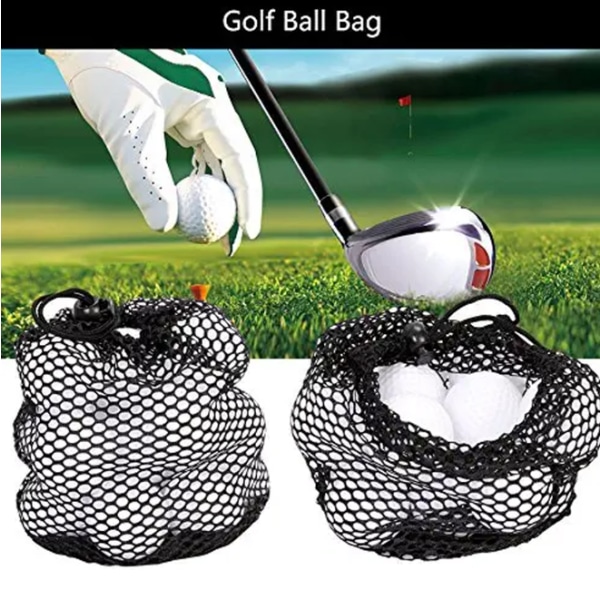 Golfbold Mesh Taske, Sort Nylon Opbevaringspose Golf Praksis St