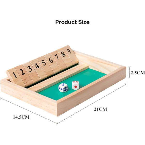 Klassisk træbrætspil - Terningespil - Familiespil - Rejselegetøj - Velegnet til matematik